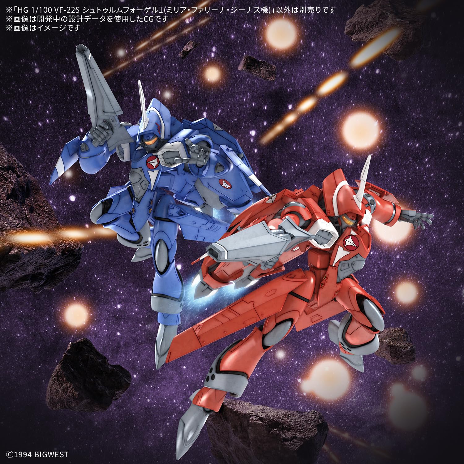 BANDAI SPIRITS HG Macross 7 VF-22S Sturm Vogel II (Milia Farina Genus Machine) scala 1:100 Modello in plastica codificata a colori