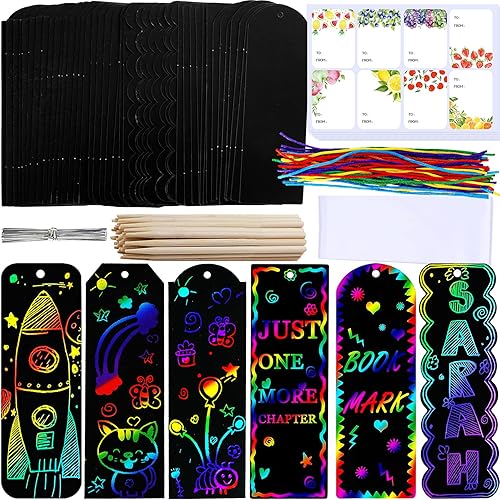 Winlyn 48 juegos de 6 estilos mágicos marcadores de rayas de colores mágicos para hacer manualidades DIY Rainbow Scratch Paper Marcadores con