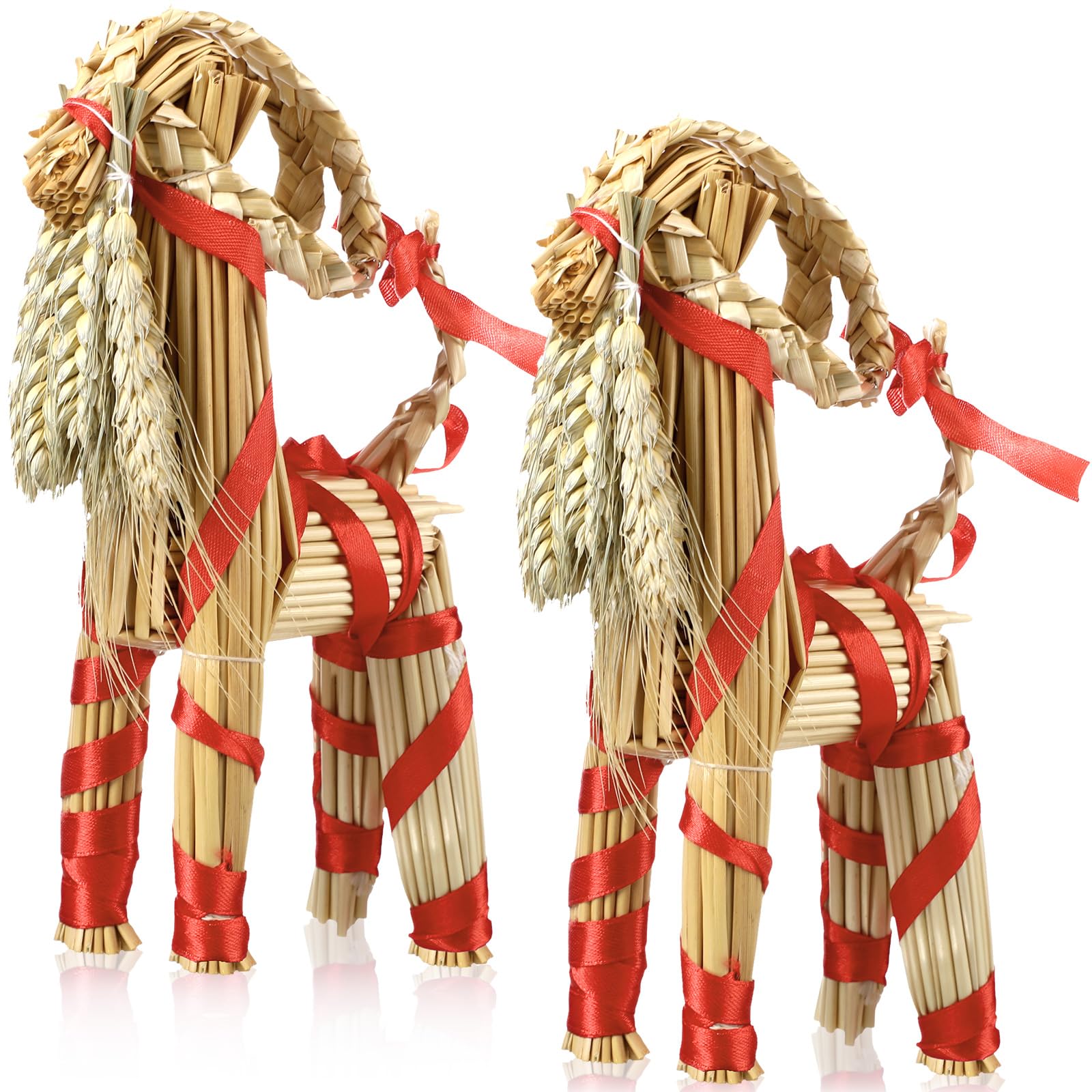 Pagan Christmas Decor Swedish Yule Goat Ornaments - 9 Piece Straw ...