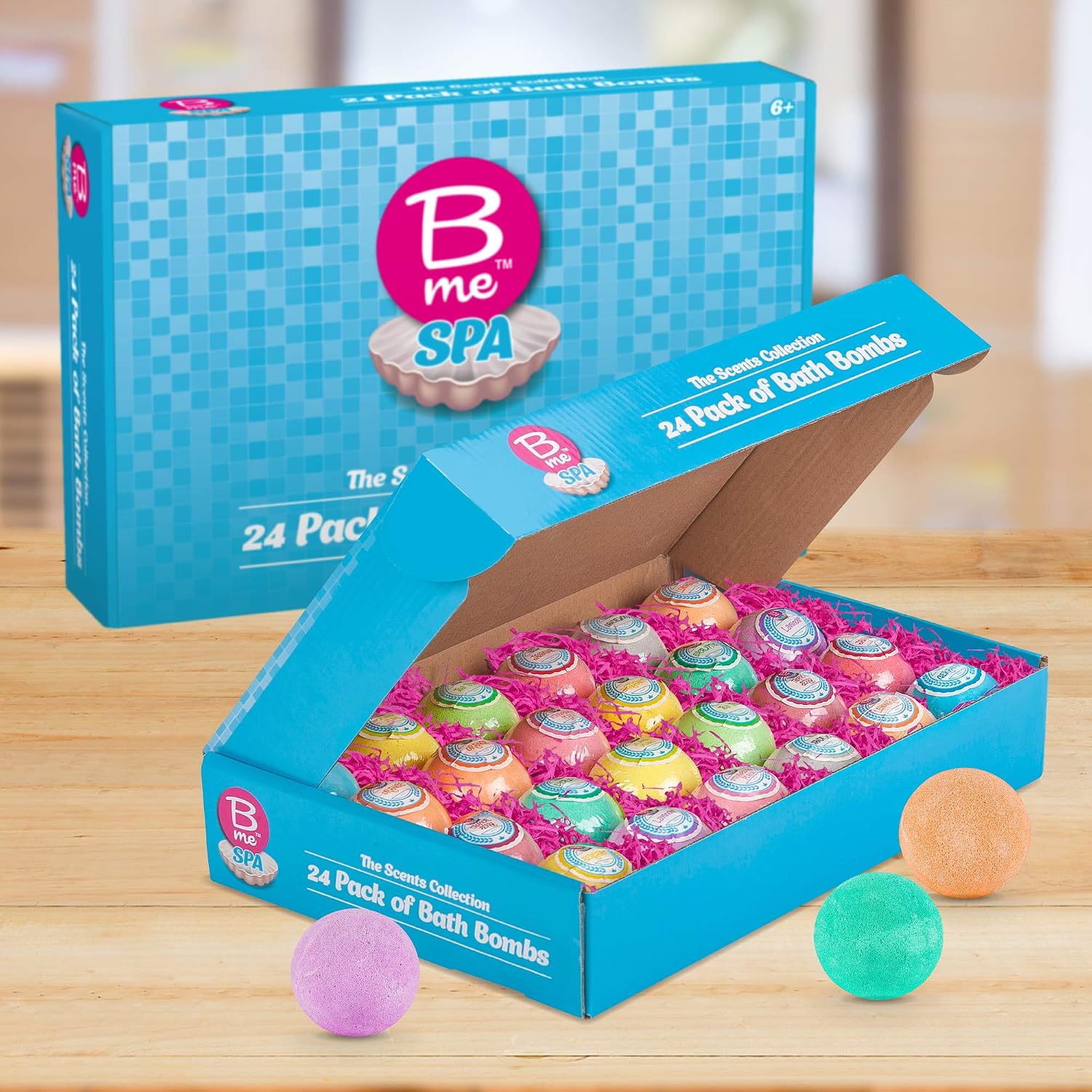 24 Pack Spa Bath Bombs Gift Set - Individually Wrapped Fizzies in Fruity, Floral, and Tropical Scents - Perfect for Women and Kids - 80g
