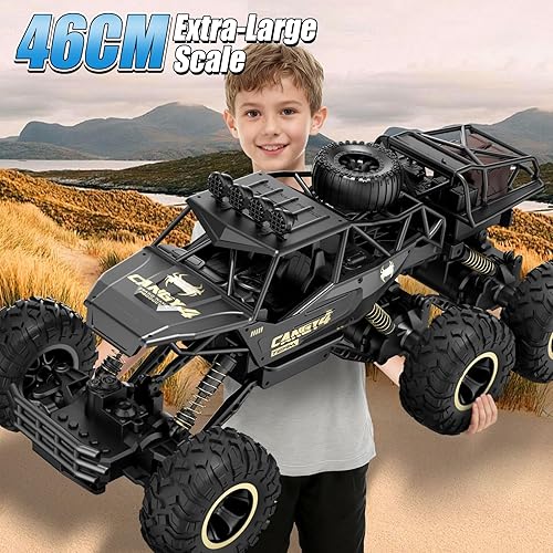 Miniatura 7 de Auto a control remoto, escala 18, camión monstruo grande, autos a control remoto para niños y adultos, 2.4Ghz 4WD 6 ruedas todoterreno RC Monster
