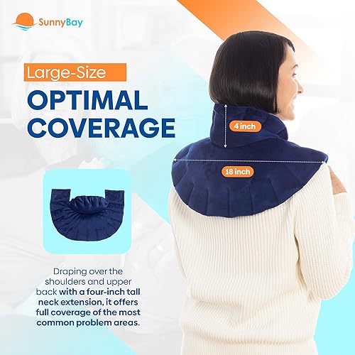 Miniatura 8 de SunnyBay Almohadilla térmica para microondas, envoltura térmica para cuello y hombros con cobertura adicional para aliviar el dolor de espalda