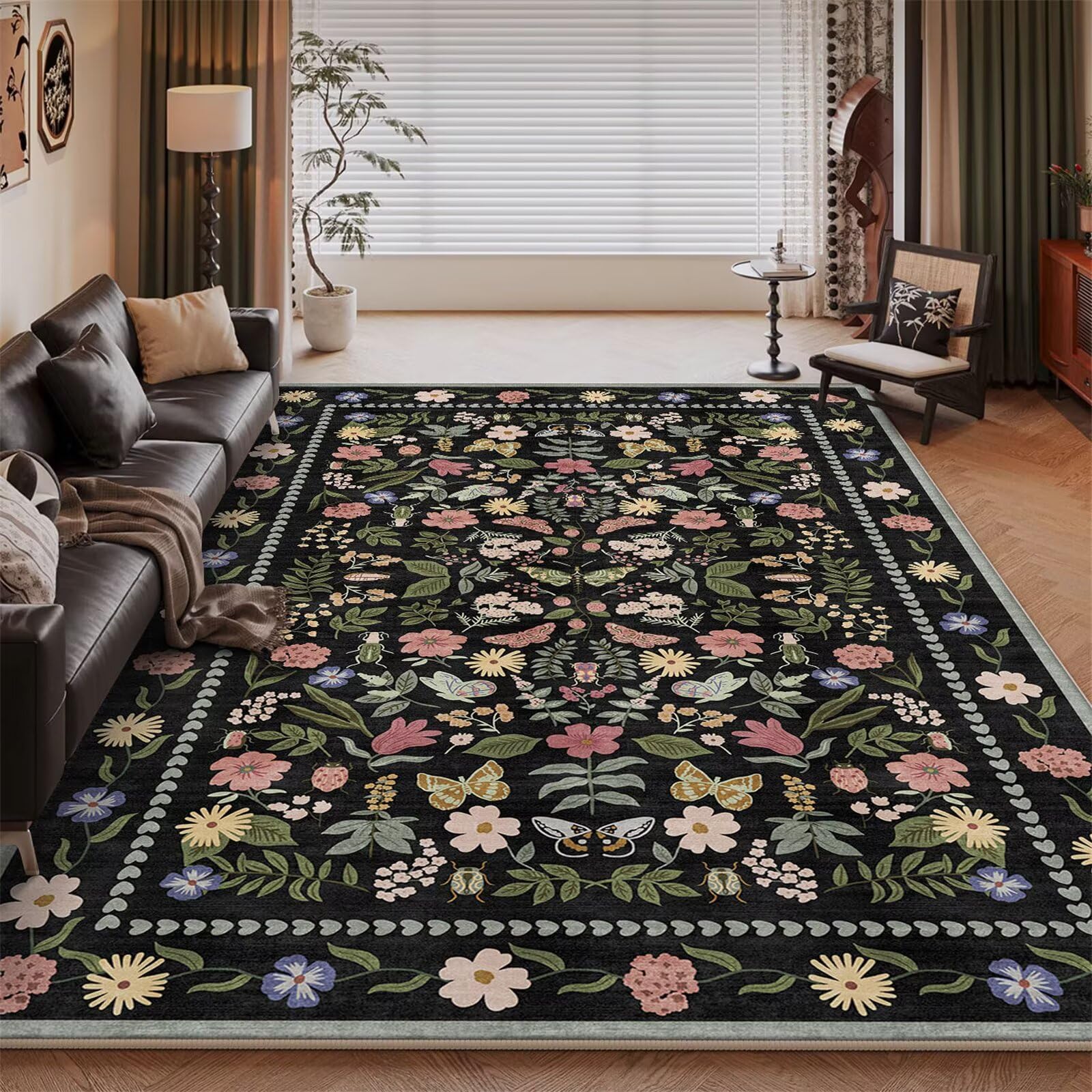 Tapis de chambre ado antidérapant noir vert grand tapis moderne 180x250