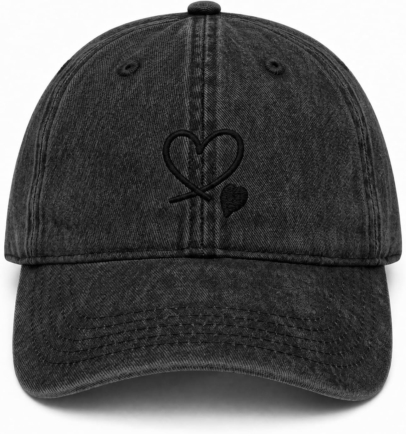 Vintage Heart Embroidered Baseball Cap Washed Distressed Hats for Women Adjustable Cute Baseball Hat Cotton Caps