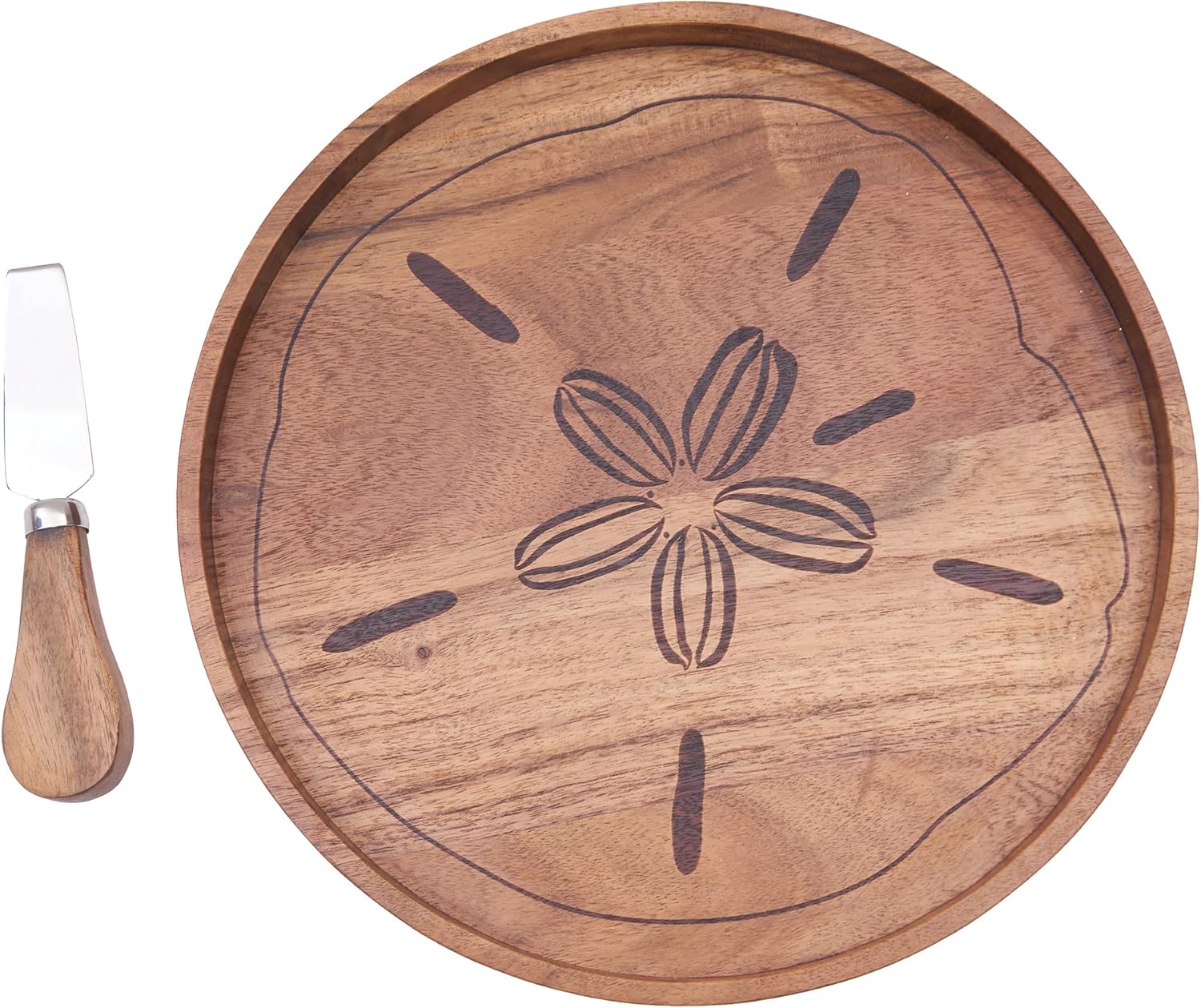 C&F Home Sand Dollar Serving Board with Spreader Set of 2 Brown