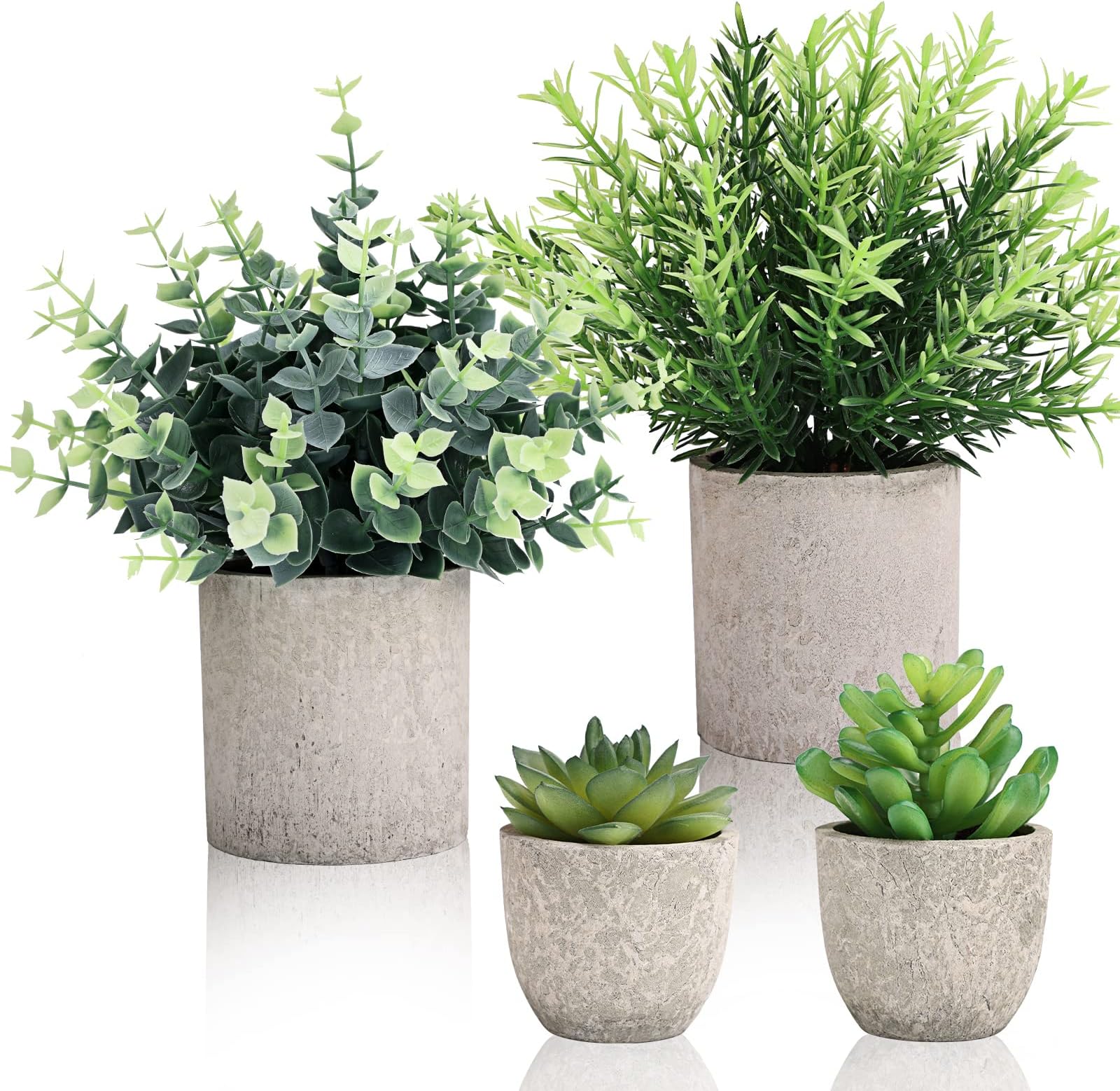 Lemonfilter 4 Pack Mini Potted Fake PlantsSmall Eucalyptus
