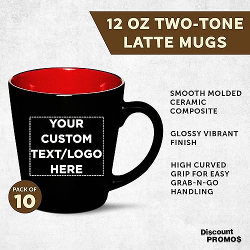 Miniatura 3 de Tazas de café con leche de cerámica personalizadas, 12 onzas, juego de 10, paquete personalizado a granel, perfectas para café, té, expreso, cacao