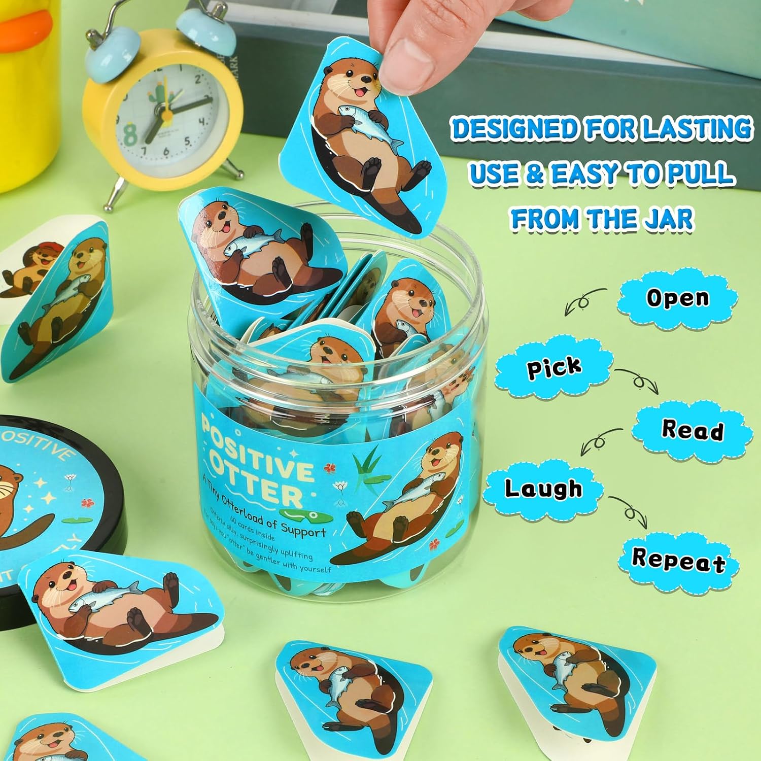 Positive Otter Cards Jar – 60 Cute Positive Affirmations Cards image 4