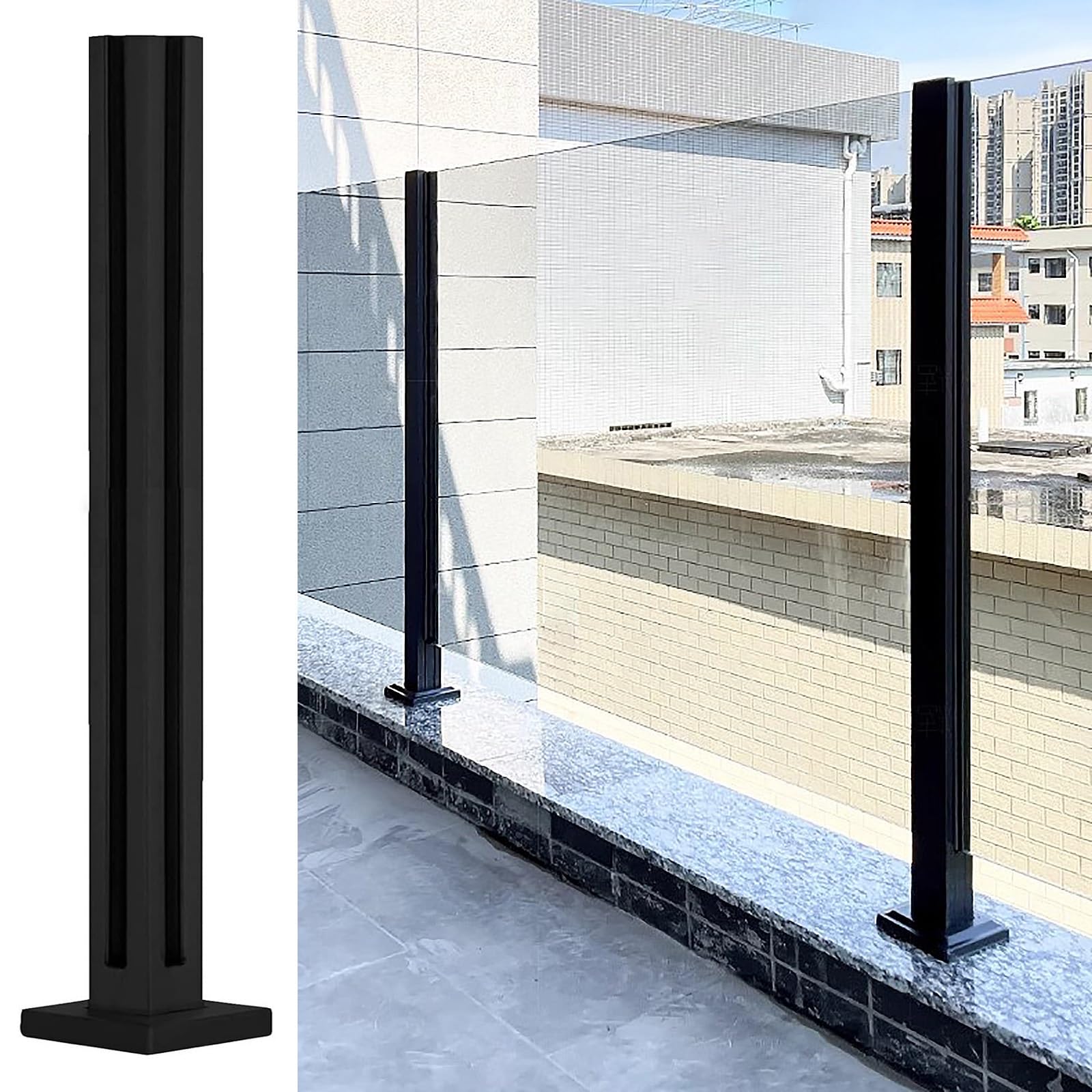 Support de serrage en acier inoxydable d'angle 75cm pour garde-corps en verre de balsa