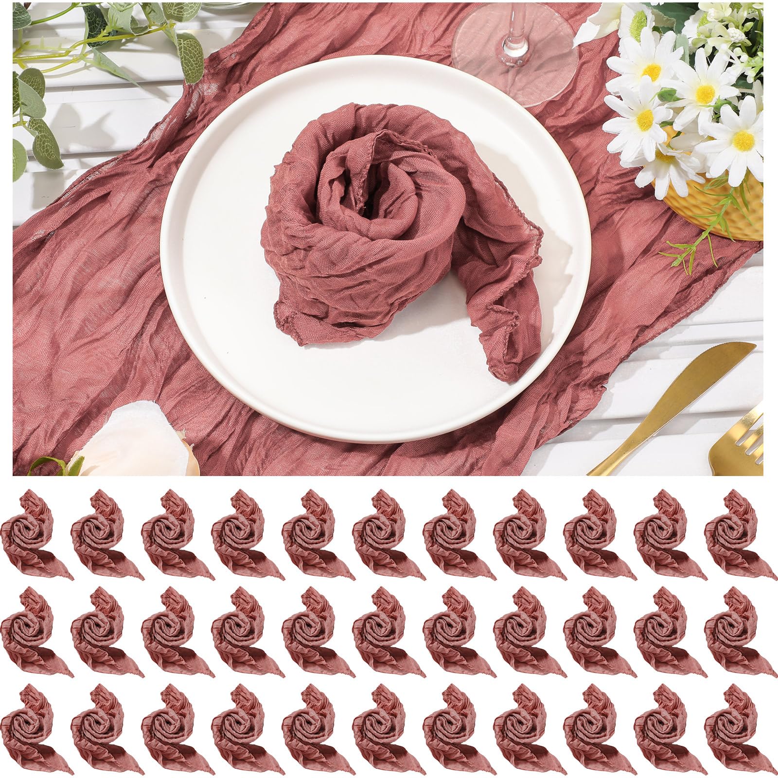Servilletas de gasa de algodón para decoración de mesas de fiesta y banquetes, 50 uds