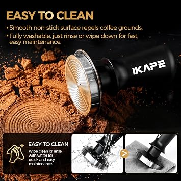IKAPE 39.25mm Espresso Tamper, Black Premium Barista Coffee Tamper with Calibrated Spring Loaded, 100% Flat Stainless Steel Base Tamper for Espresso Machine