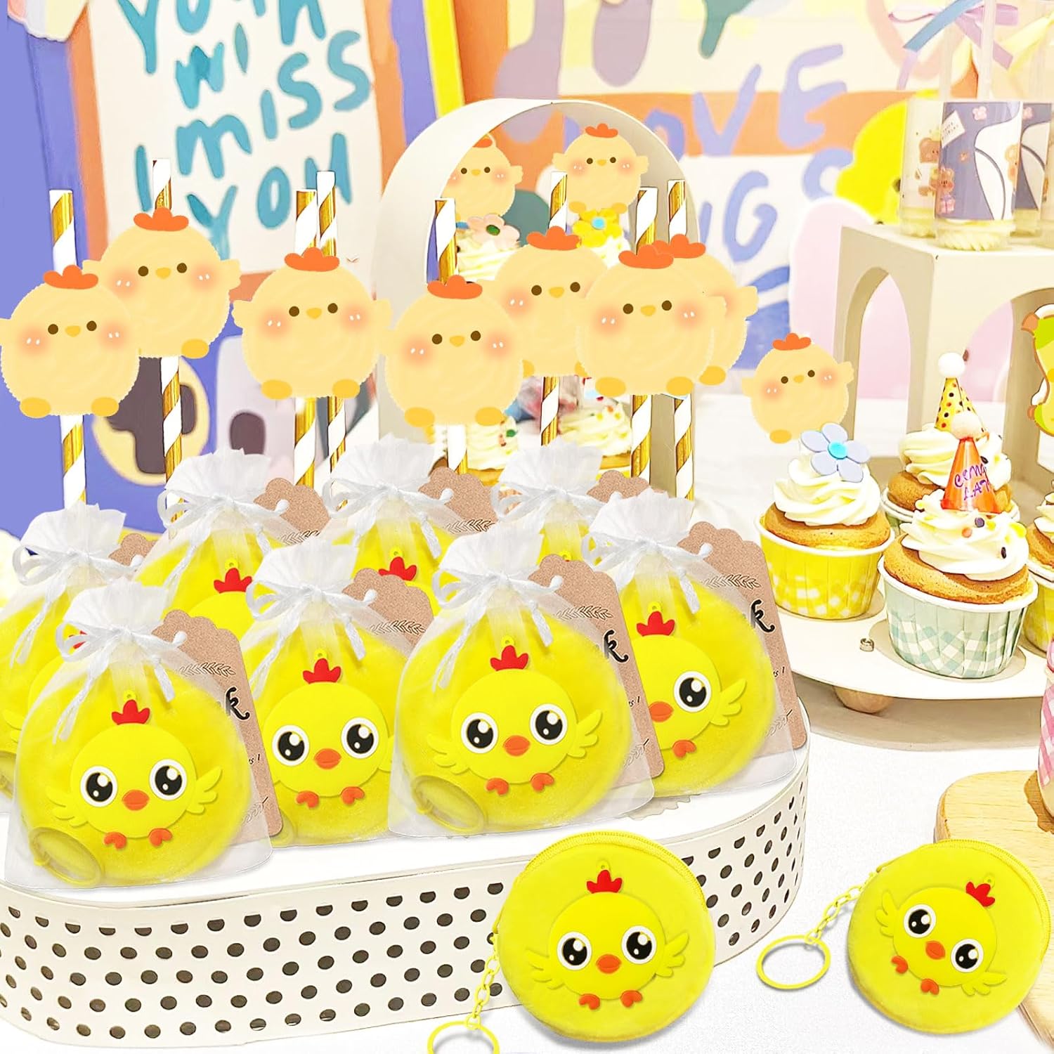 15 Pack Chicken Coin Purse with Zipper Keychain,Wallet Bag Party Favors for Chicken Birthday Party Decoration,Farm Animal Themed Baby Shower,School Carnival Rewards,Travel,Classroom Prize - Image 3