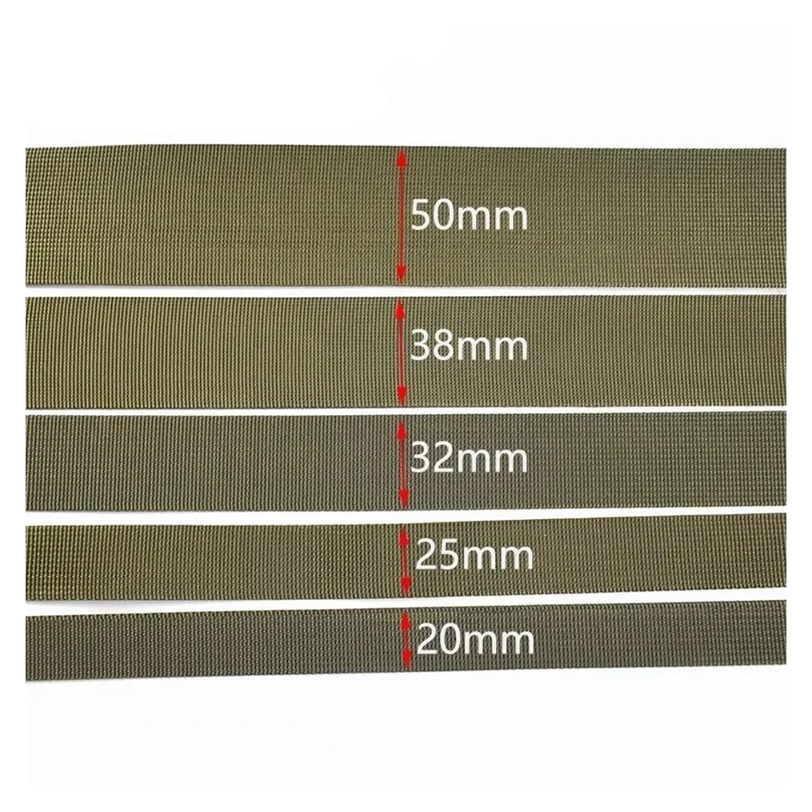 nylonowe taśmy, Taśma parciana nylonowa wielokolorowa o długości 5 metrów 25-50mm do szycia pasów, klamer pasków(Grassgreen,25mm)