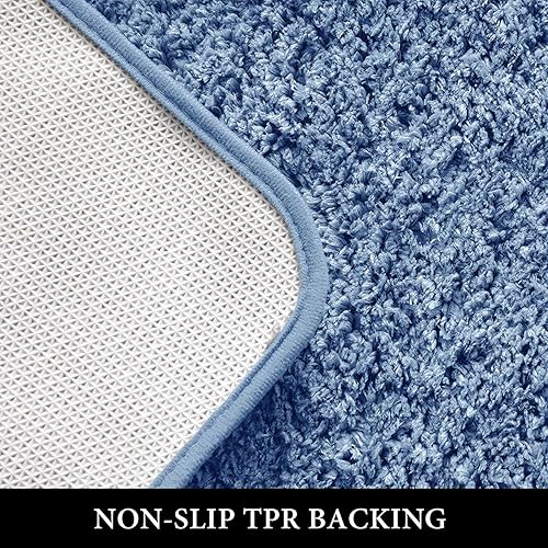Miniatura 4 de MIULEE Alfombras de baño azules para baño, suaves y absorbentes, antideslizantes, para ducha, baño e inodoro, lavables a máquina, 20 x 30 pulgadas