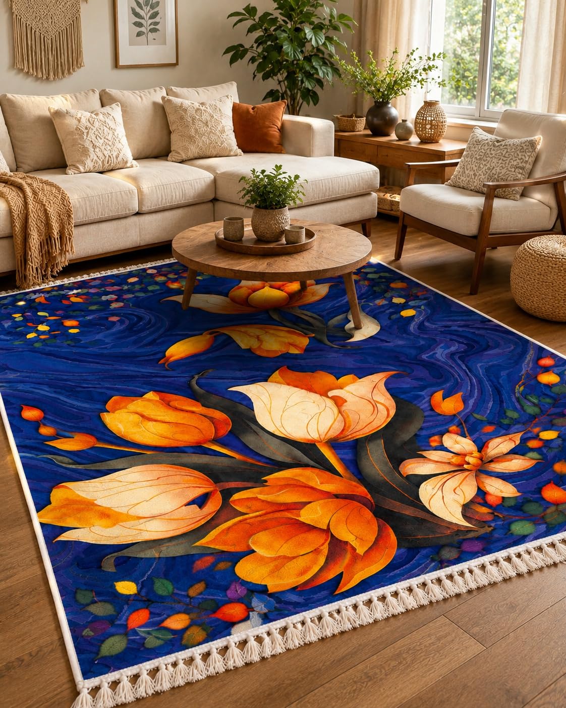 Multicolor Area Rug 5x7 - Anti-Slip & Washable -9