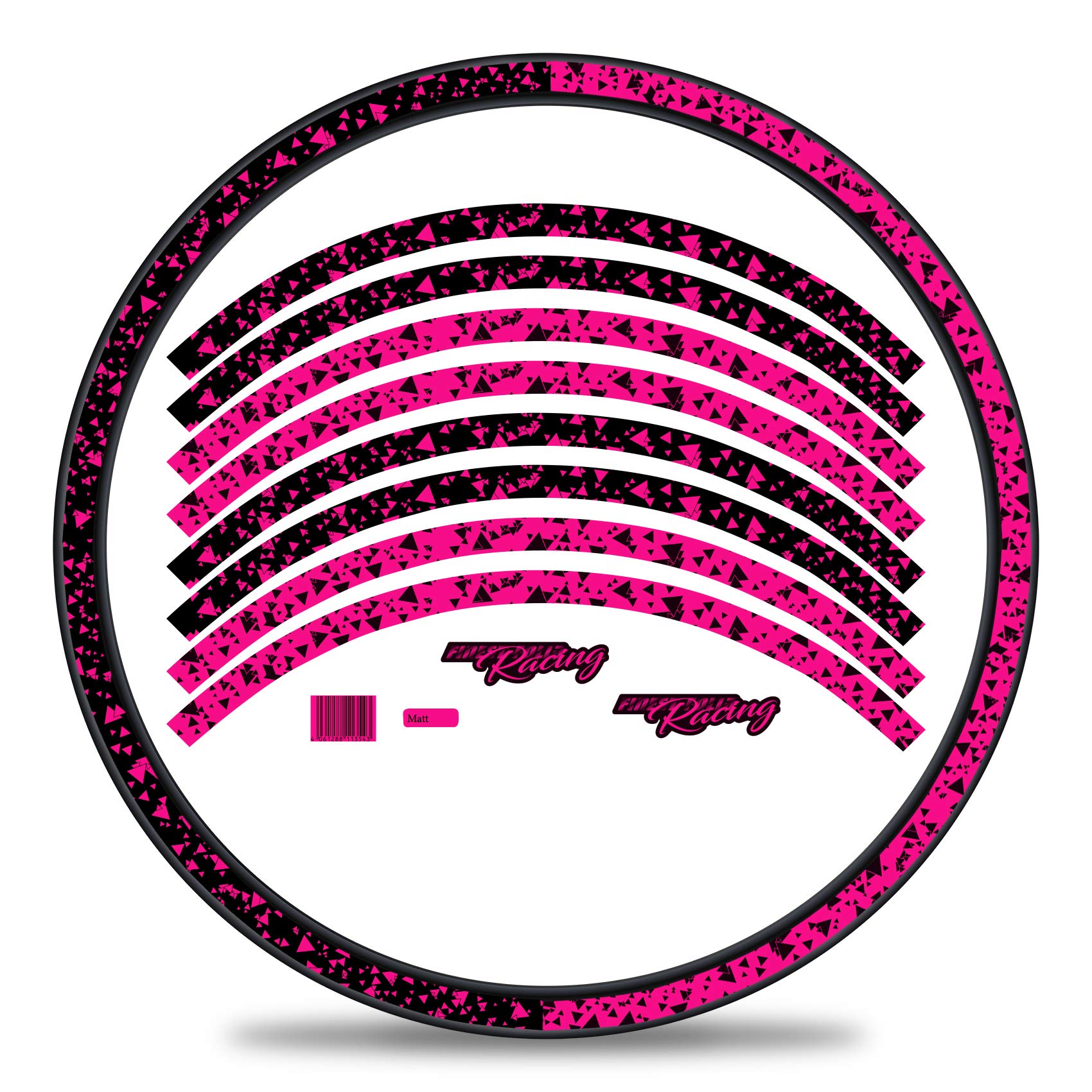 Set of 16 Wheel Rim Stickers for Bicycle Rims in 2 Face Design Complete Set for 27 Inch 29 Inch for Road Bike Mountain Bike MTB Balance Bike RX031 (Neon Pink, Matte)
