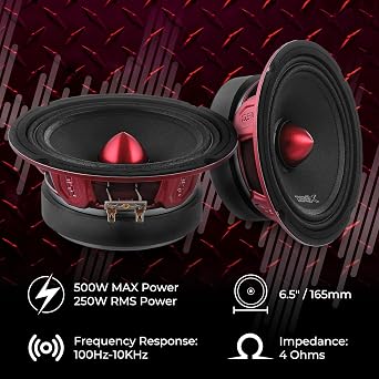 DS18 PRO-X6.4BM 6.5 Midrange Speakers, 250W RMS, 4 Ohm, Pair
