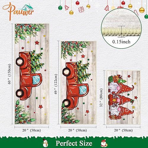 Miniatura 6 de Pauwer Juego de 3 alfombras de cocina de Navidad, tapetes de cocina de árbol de Navidad, alfombras y tapetes de cocina de granja, antideslizantes,
