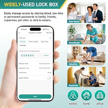 Smart Key Safe Wall Mounted Key Lock Box Outdoor TUYA APP Control Bluetooth and Passcode Unlock Keysafe Police Approved Waterproof Remote Access Key Box for Airbnb Home Office Realtor (Grey)