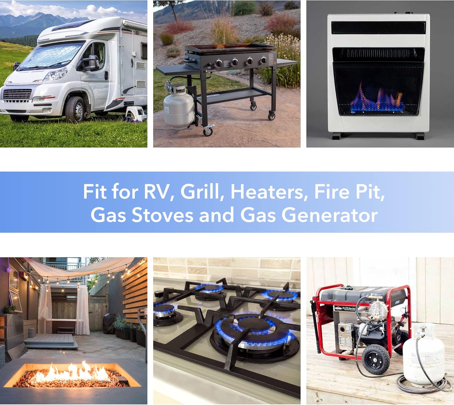 Stanbroil Vertical Two Stage Propane Regulator - 20" RV Propane Pigtail Stainless Steel Braided Hose with Gauge