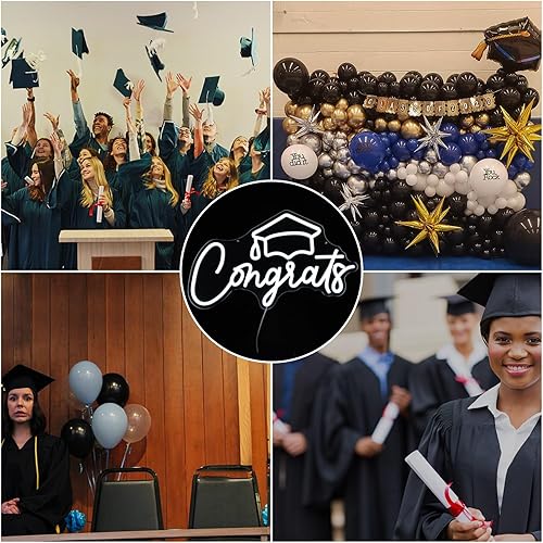 Miniatura 6 de Letrero de neón con texto en inglés "Congrats Grad" (Congrats Grad), letreros de luces de neón para telón de fondo, fiesta de graduación, decoración