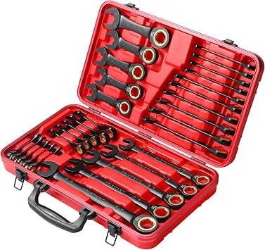 STARWORK True Mechanic  30-Piece 120T SAE and Metric Ratchet Wrench Set, Gift Series with Red Case, Professional