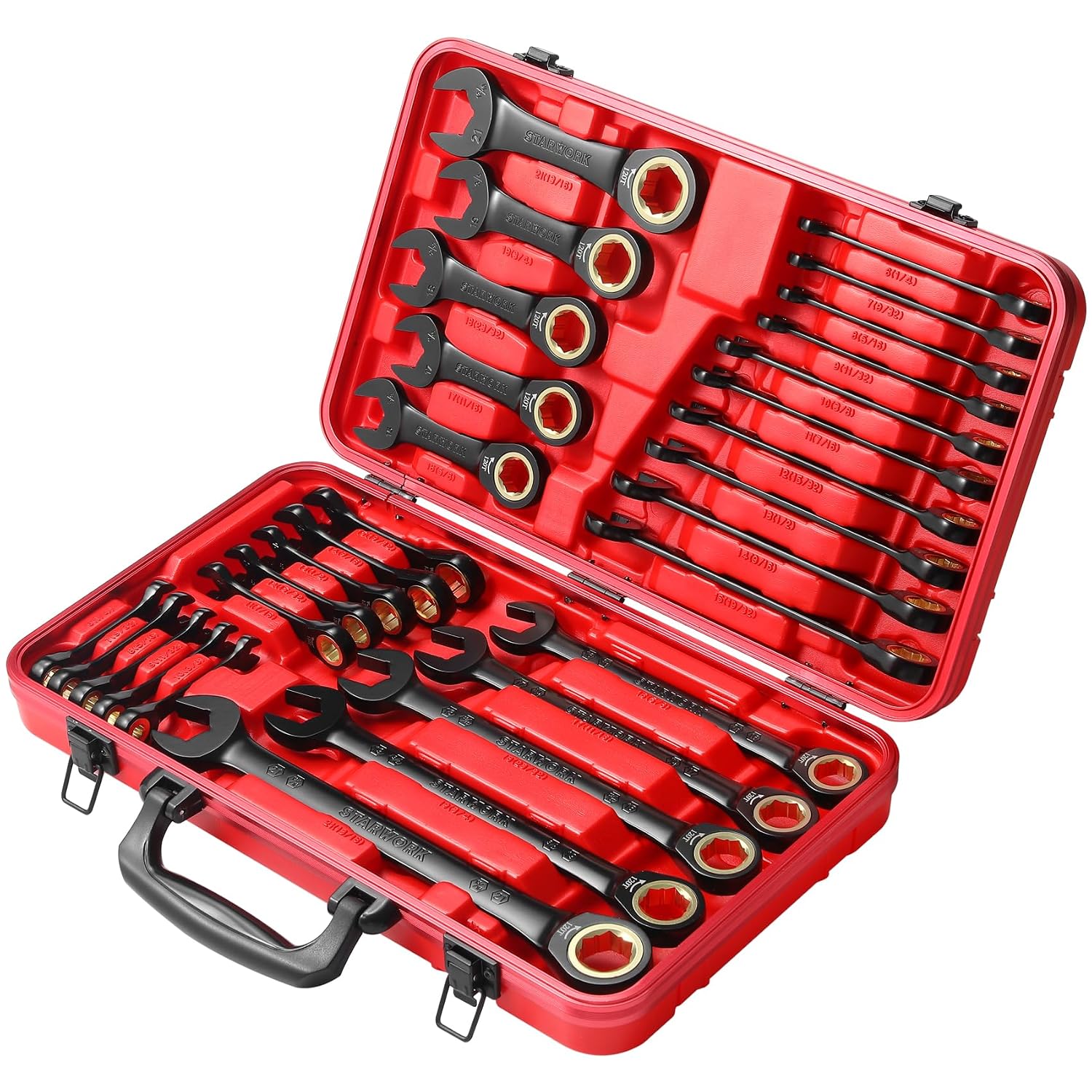 STARWORK TRUE MECHANIC™ 30-Piece, 120T SAE&Metric Ratcheting Wrench Set, Gift Series with Red case, Professional - Review, Price and Buying Guide