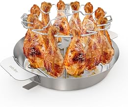 onlyfire Chicken Thigh Holder with Drip Tray for Weber Gourmet BBQ System, Barbecue Holder for Kettle and Kamado Grill, Holds 12 Thighs or Chicken Wings