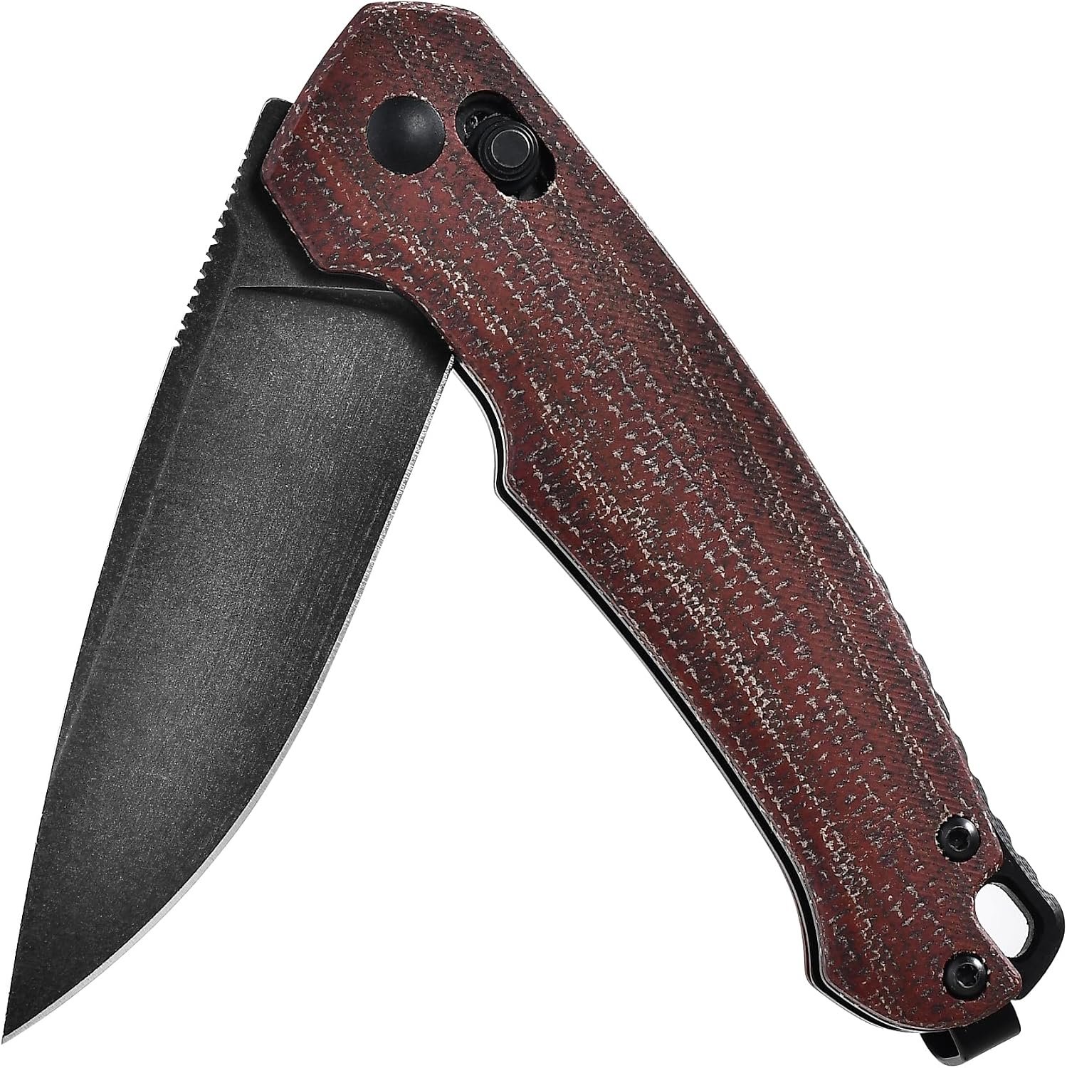 Cohesion Pocket Knives & Folding Knives - D2 Steel Blade Micarta Handle Reversible Pocket Clip, EDC Knife for Camping