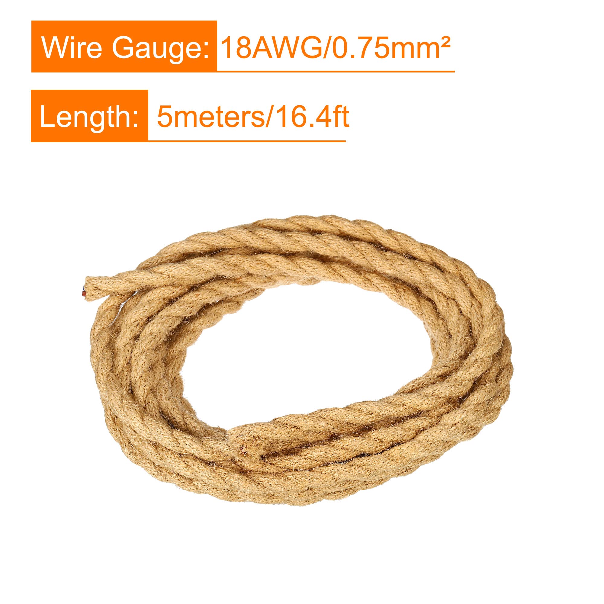 Retorcido Tela Cubierto Cable 2 Núcleo 18AWG 3,0m/9,84 Pies, Vintage