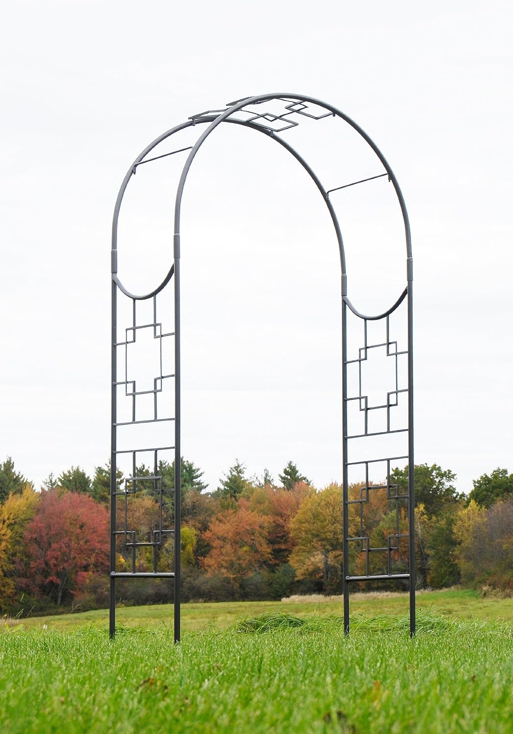 Achla Designs ARB-25 Square-On-Squares Arbor Garden Arch, Graphite