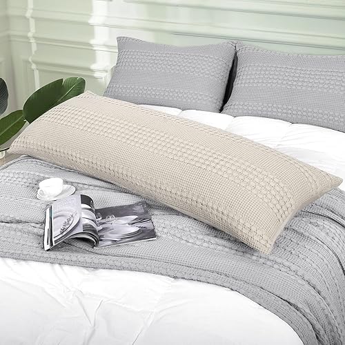 Miniatura 2 de PHF Funda de almohada 100% algodón con cremallera, 1 paquete de 20 x 54 pulgadas, suave, transpirable, agradable al tacto, funda de almohada