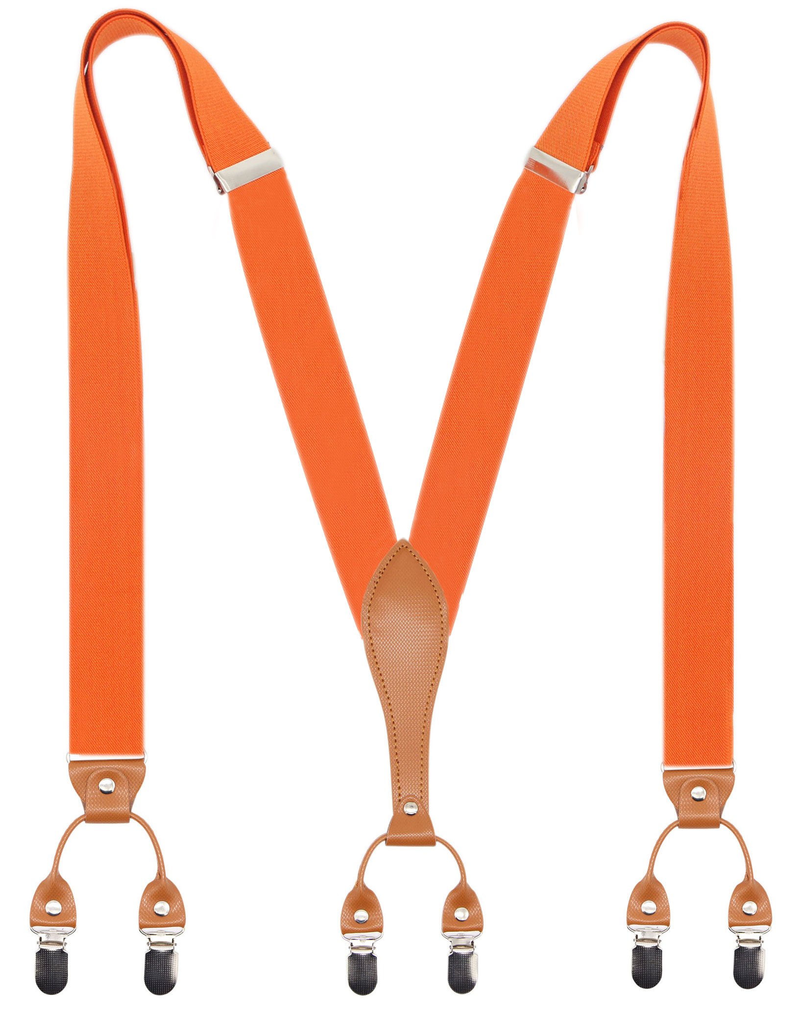 TimiotMens Suspender Wide Leather 6 Metal Clips Adjustable Straps Y Shape By Timiot