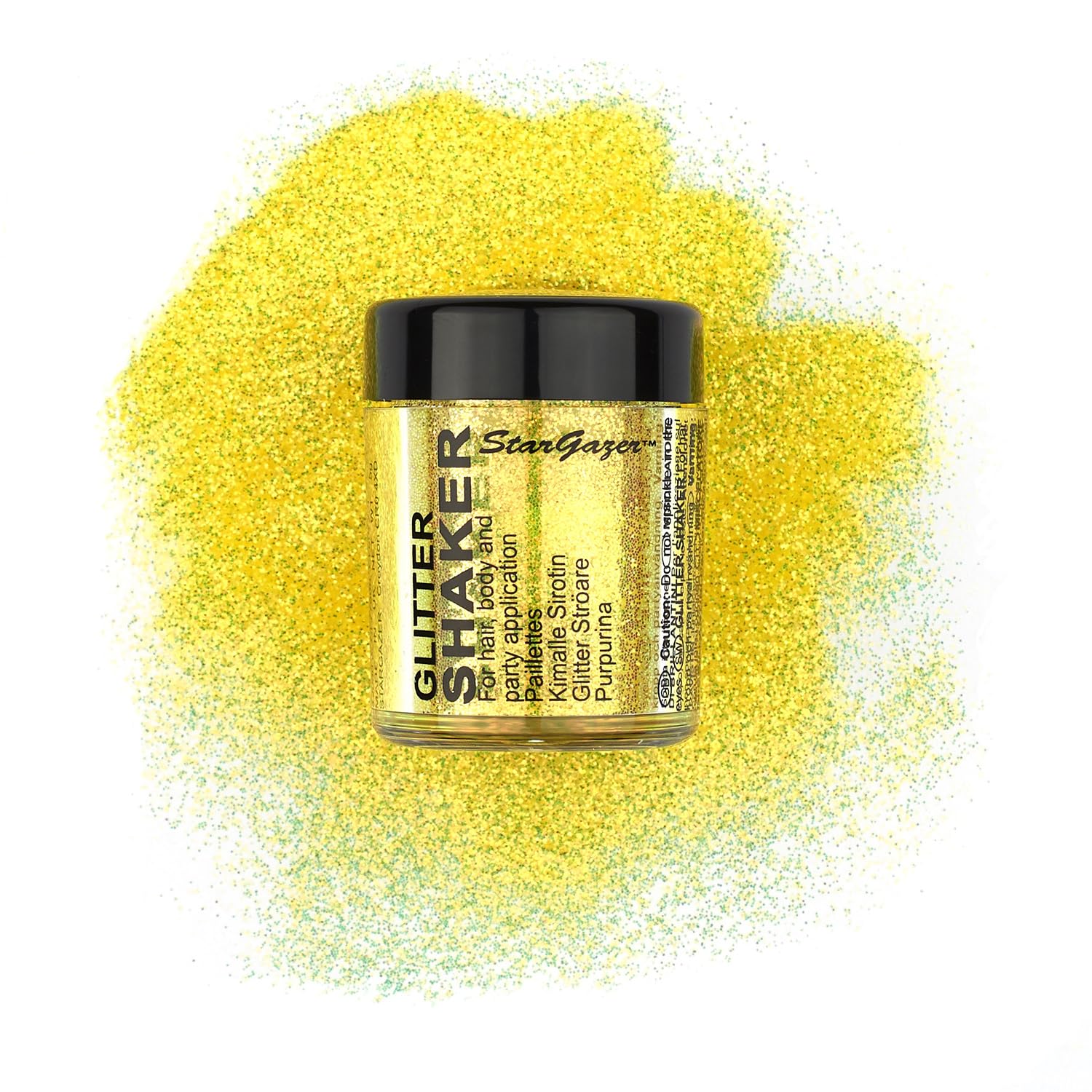 Stargazer UV Yellow Neon Body Glitter Shaker - Fine Glitter for Face, Body, Eyes, Hair & Nails - UV Reactive Festival & Party Makeup - Cruelty-Free