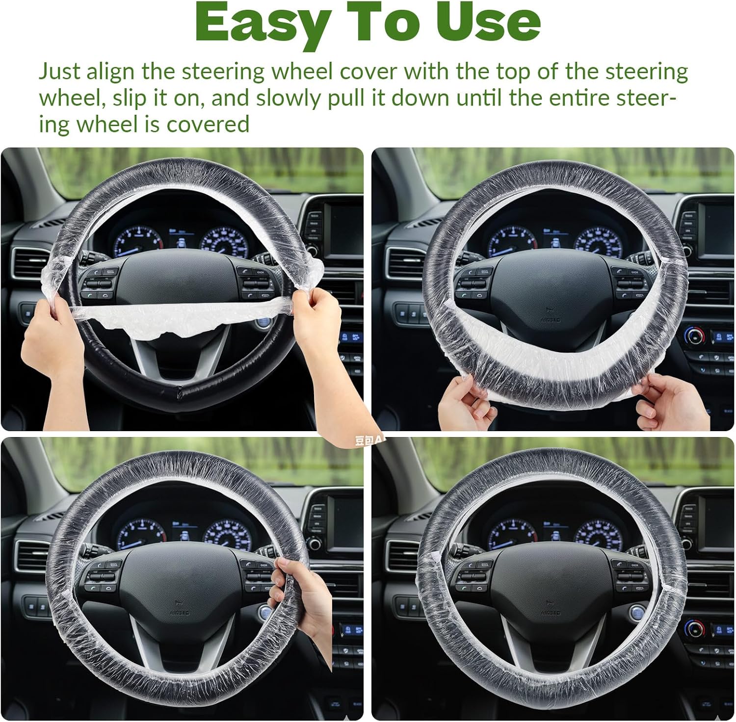 100Pcs Disposable Car Steering Wheel Covers, Universal Plastic Steering Wheel Protector with Elastic, Automotive Interior Protection Accessories for Most Vehicle Models image 5