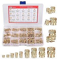 Vista 1 de Canitu 350 piezas de insertos roscados, M2/M2.5/M3/M4/M5/M6 rosca métrica hembra Kit surtido de tuercas moleteadas de latón para plástico