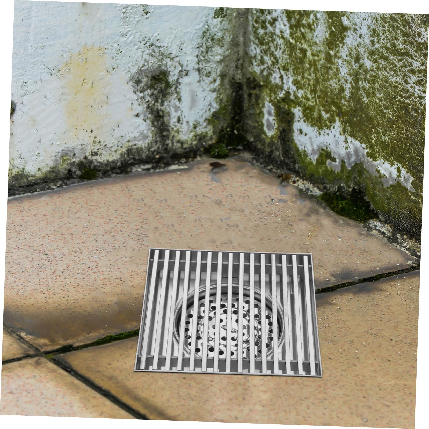 Rejilla de Drenaje Cuadrada de Acero Inoxidable Resistente y Sólida para Exteriores para Desagüe de Jardín Garaje y Terraza Compatible con Tuberías