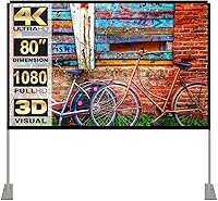 Vista 8 de Pantalla de proyector con soporte de 100 pulgadas 16:9 HD 4K para exteriores, pantalla de proyector para cine en casa 3D plegable rápidamente