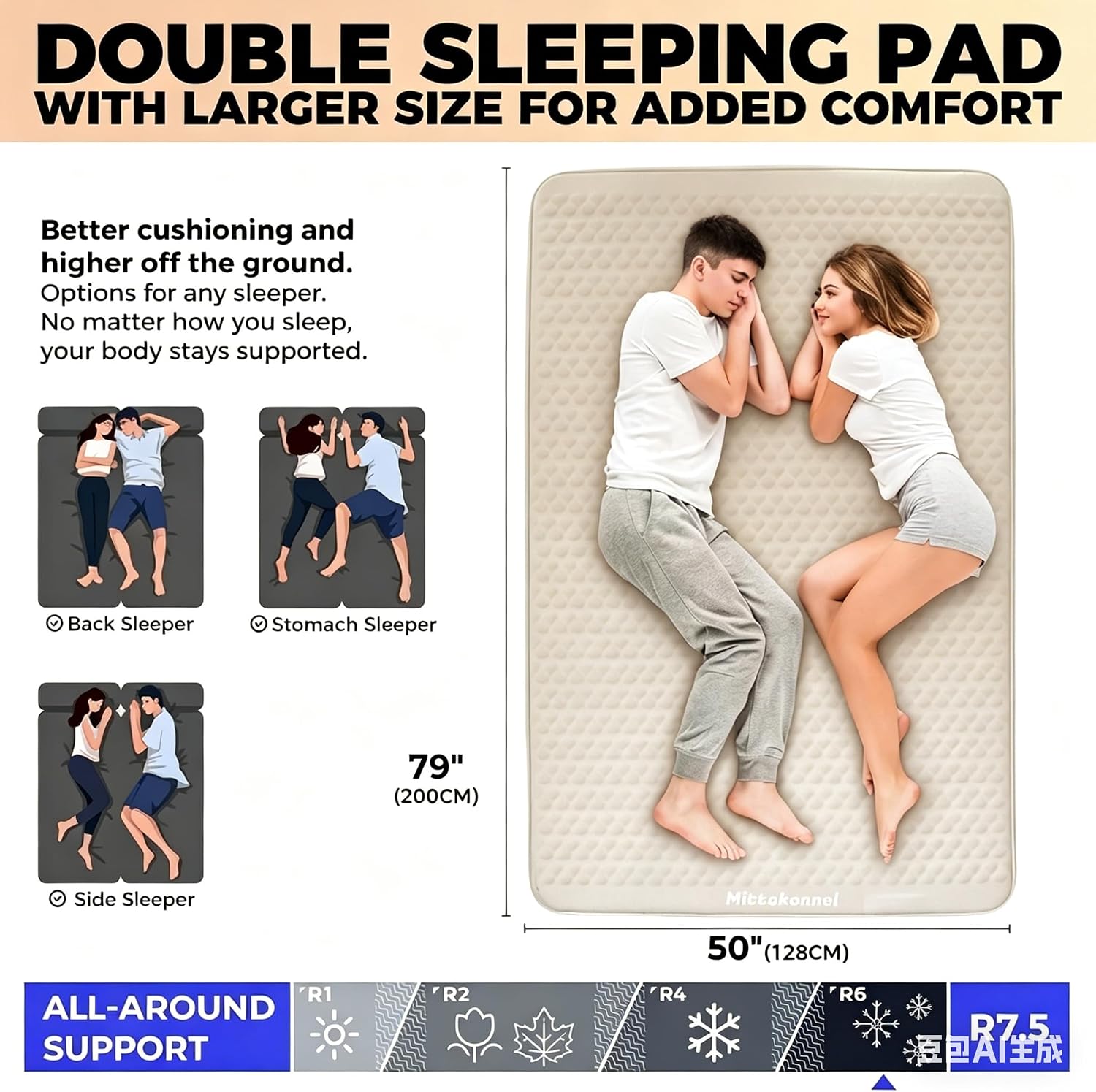 4 inch Camping Foam Mattress Queen pad Double with Electric Pump, 60 Seconds, Ultra-Compressible Compact Foam Camping pad, Insulated Sleeping pad for Tent, car, Camping