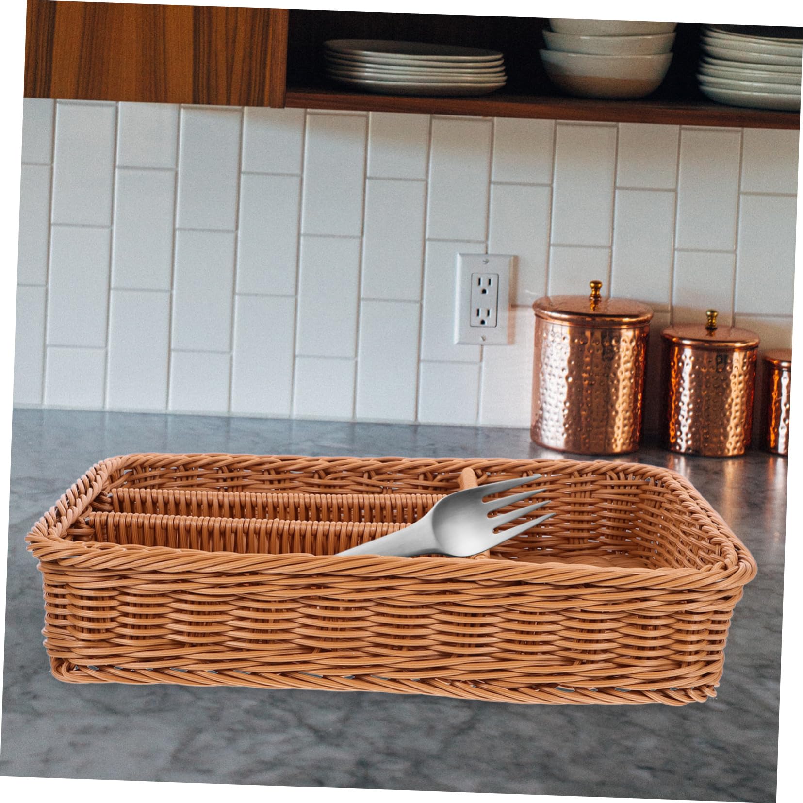 Panier de Rangement Rangement des Petits Outils 4 Compartiments pour Couverts en PP Capacité Profonde Antidérapante, Organisateur Cuisine et Salle de Bain