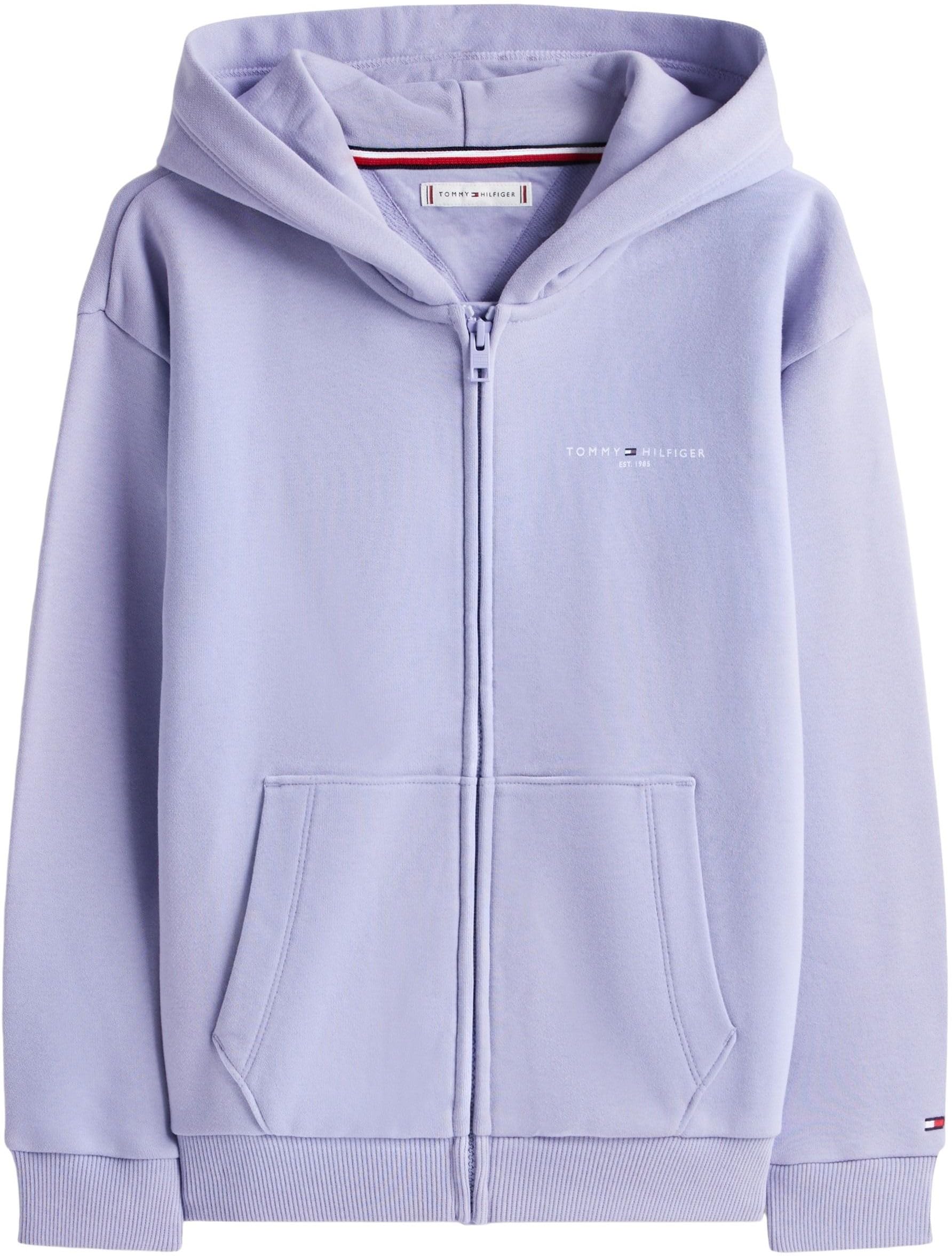 Tommy Hilfiger Hoodie con Cremallera Infantil Unisex Mini Corp y bajo de canalé, Morado (Periwinkle Dusk), 80