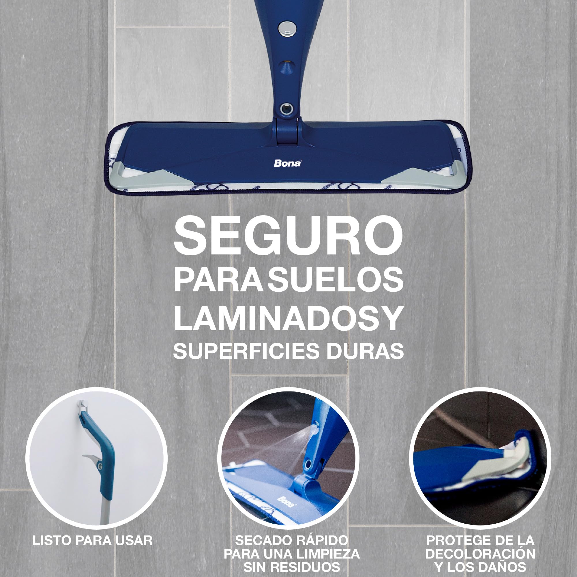 Bona Spray Mop Premium para Suelos Laminados y Superficies Duras, 2x recambio mopa de microfibra lavable