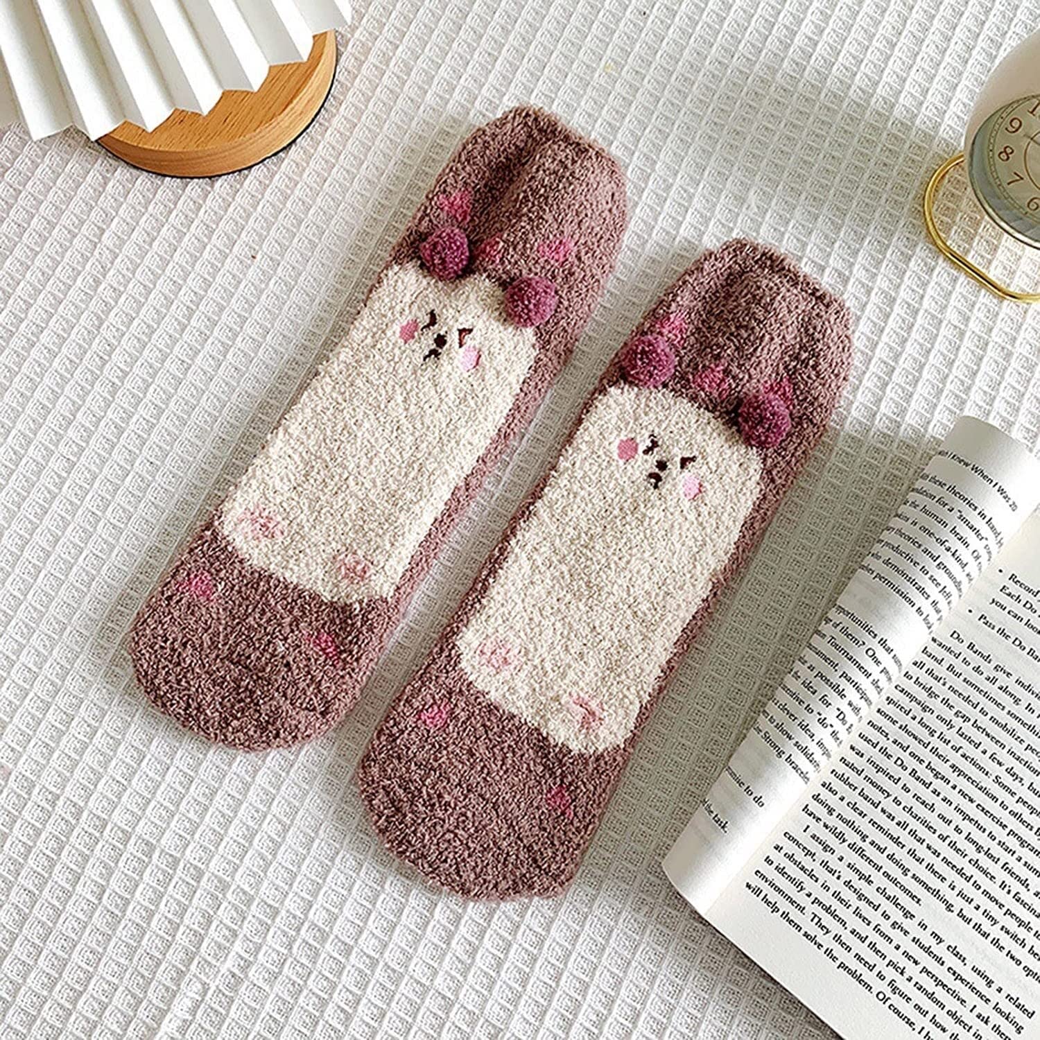 Wintersocken Bettsocken 3 Paar Thermosocken Mit Pom Poms Winter Damen Flauschig Super Weich Warm Verdickt Gemütlich Flauschig Warme Flauschige Socken