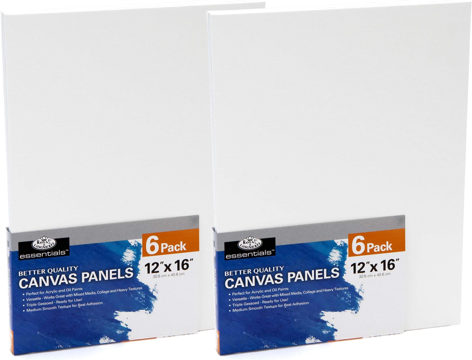Royal & Langnickel Essentials 12x16 Triple Gessoed Canvas Panel Value Pack, for Oil and Acrylic Painting, 12 Pack