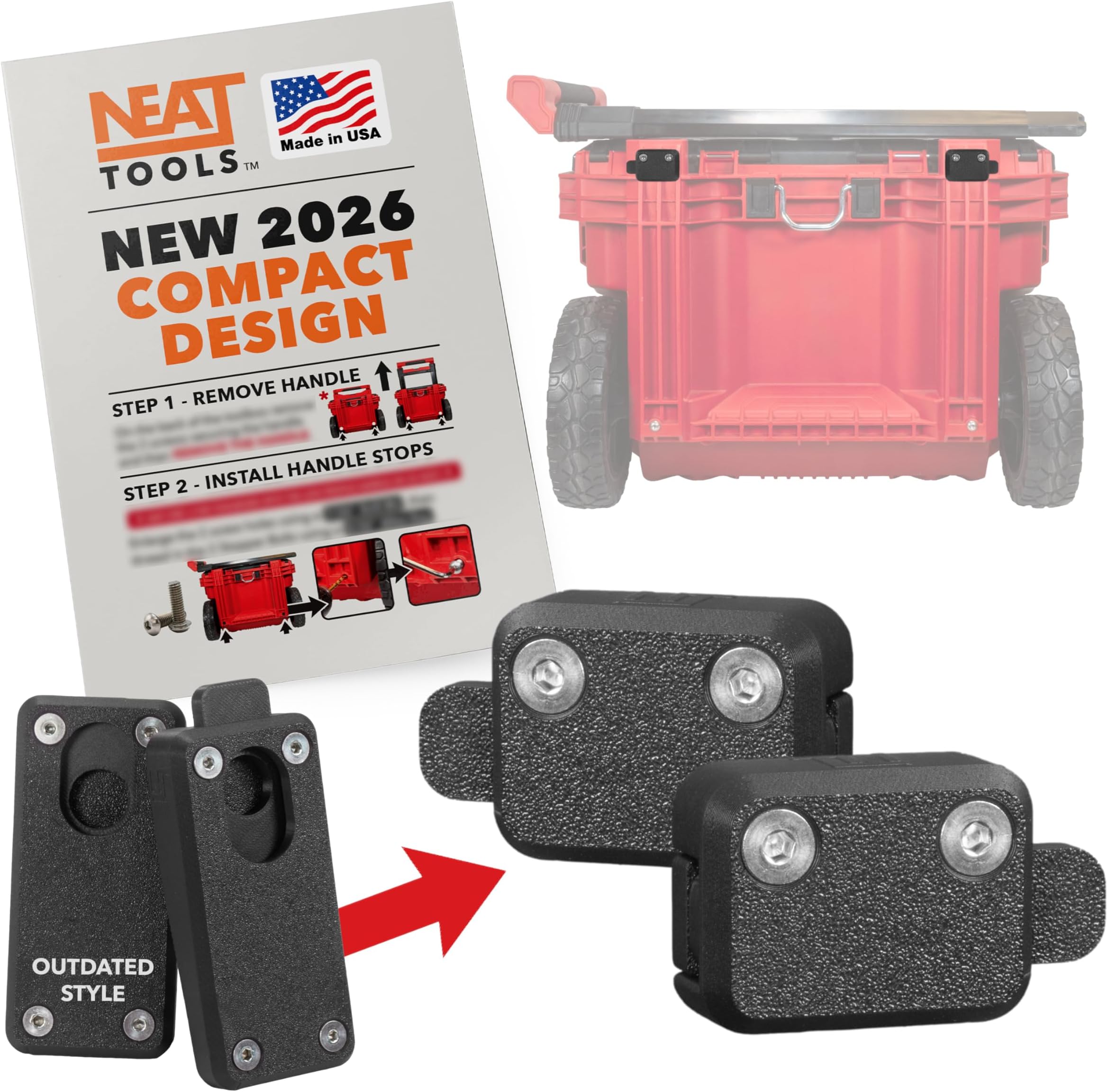 Upgraded Neat Tools NEW Compact Handle Quick Release Pins Kit for Milwaukee PACKOUT Rolling Toolbox Packout Accessories & Mods