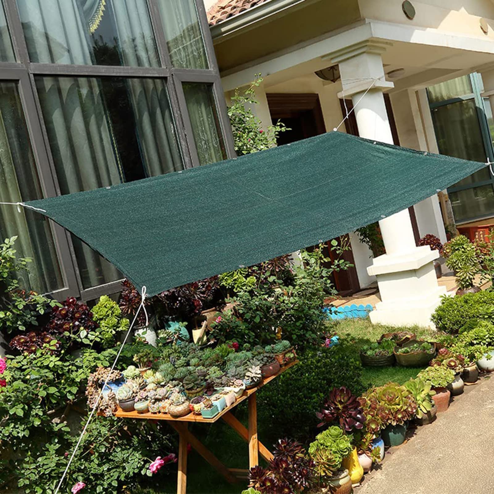 4 x 7 m, grünes E-Tuch, 40 % UV-Resint, Sonnennetz, einfach zu installieren, perfekt für Garten, Blumen und Pflanzen, Outdoor-Gartenabdeckung