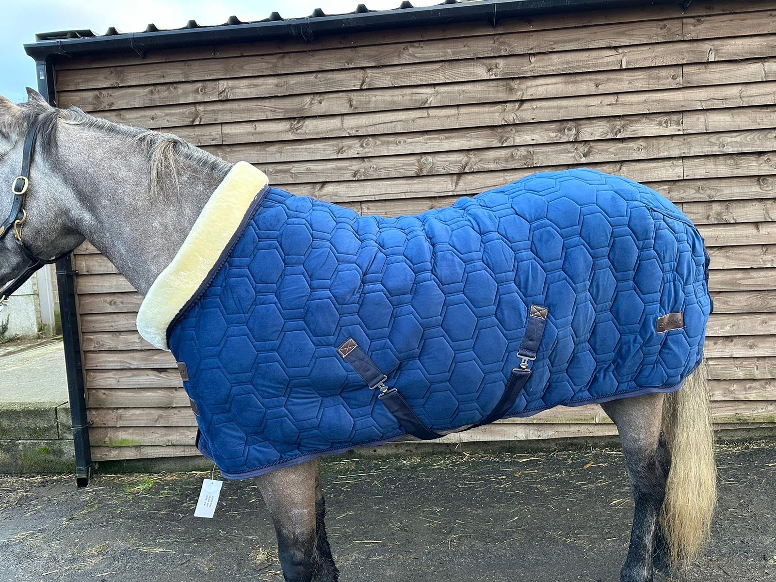 Horse Stable Rug Show Rug Faux Fur Lined 100 gsm Filling Size 5'9"-6'9" (Navy, 6'0")