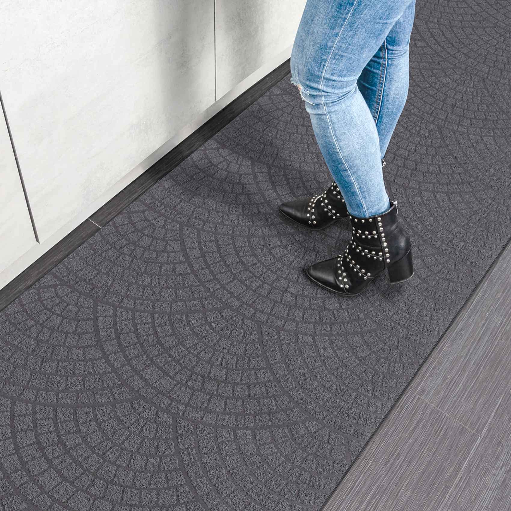 ANRO Teppich Läufer Küchenläufer Küchenteppich Läufer Flur Teppich Velours rutschfest waschbar für Flur, Schlafzimmer, Wohnzimmer, Küche Davis Anthrazit 67 x 400cm