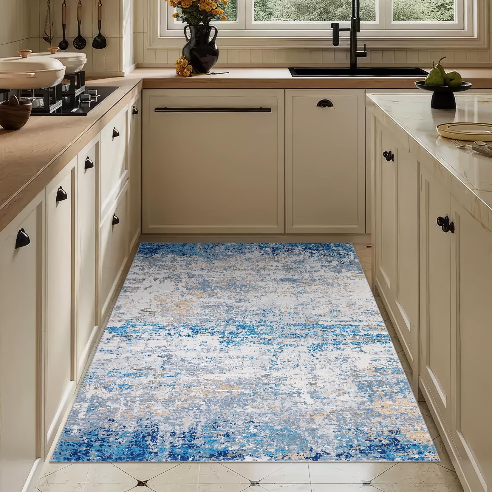 CAROMIO Modern Abstract Rug 80 x 150cm for Entryway Machine Washable Door Mat, Low Pile Foldable Carpet - Image 2