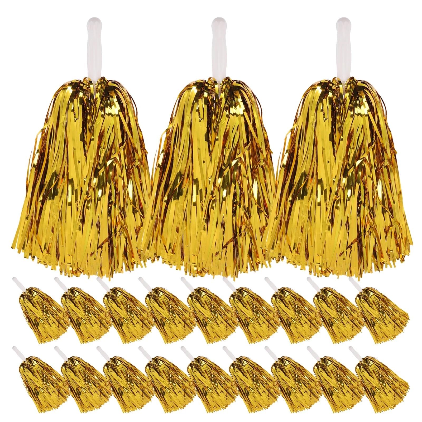 Pompom 24Pcs Metallic Cheer Pom Poms Handled Cheerleading Pompoms Cheerleader Ornaments Sports Party Dance for Cheerleaders